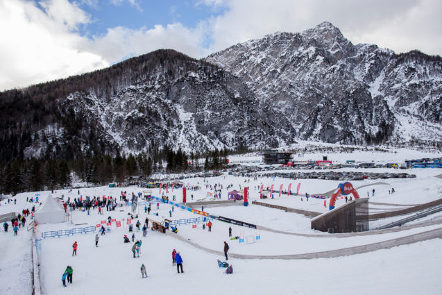 Cross country skiing at Planica Nordic Centre in Slovenia