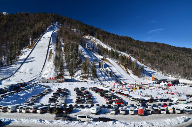 Planica Nordic Centre, a nordic skiing complex with several ski jumping hills in Planica, Slovenia