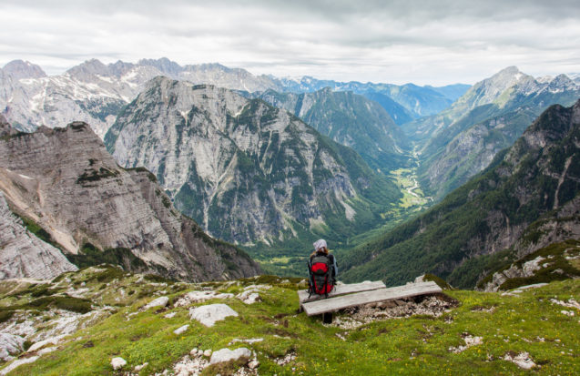 Elevated view of Trenta Valley from the nearby mountain