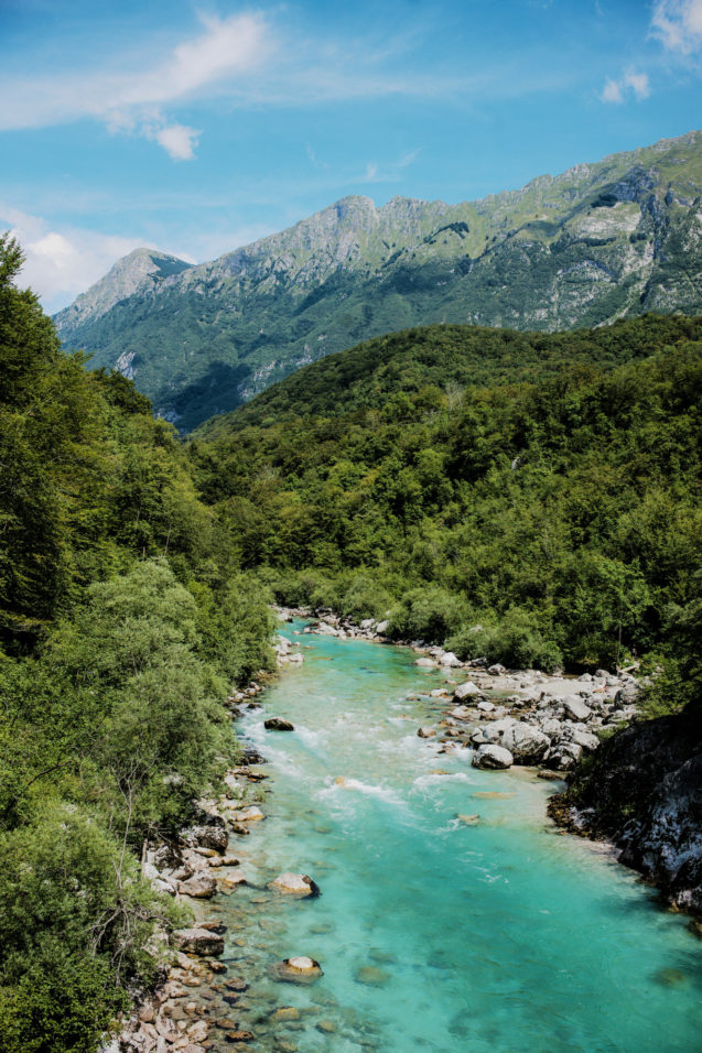 Soca River in Soca Valley in northwestern Slovenia