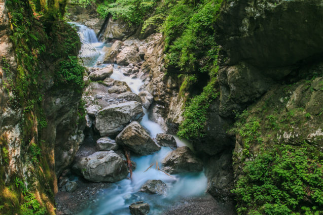 Tolminka River in Tolmin Gorge in western Slovenia