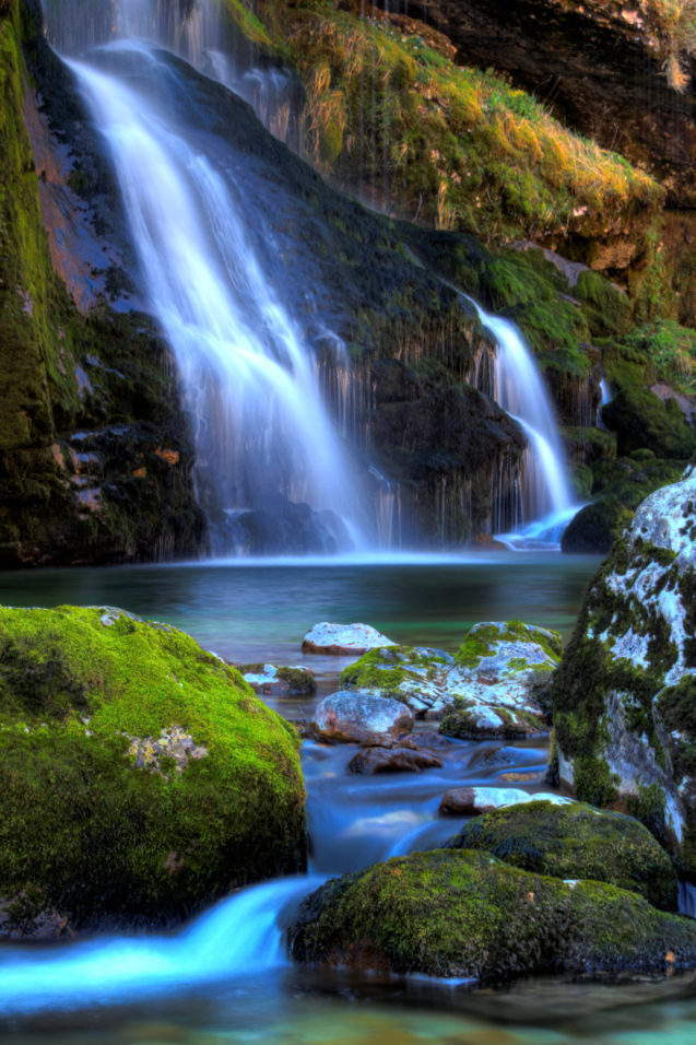 View of Virje Waterfall in Slovenia