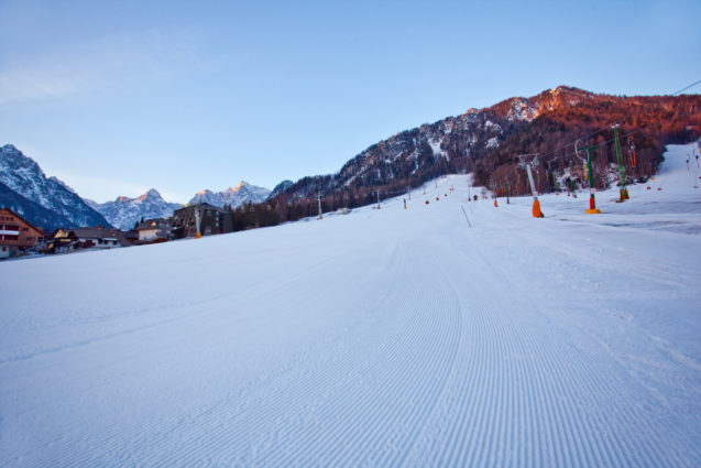 Kranjska Gora Ski Resort on a sunny winter morning