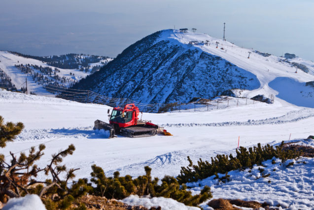 A piste caterpillar maintaining runs at Krvavec Ski Resort