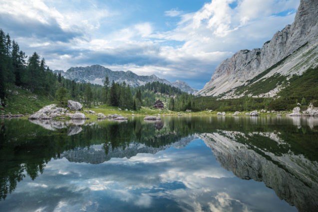 Double Lake in Triglav Lakes Valley in Slovenian Alps, Slovenia