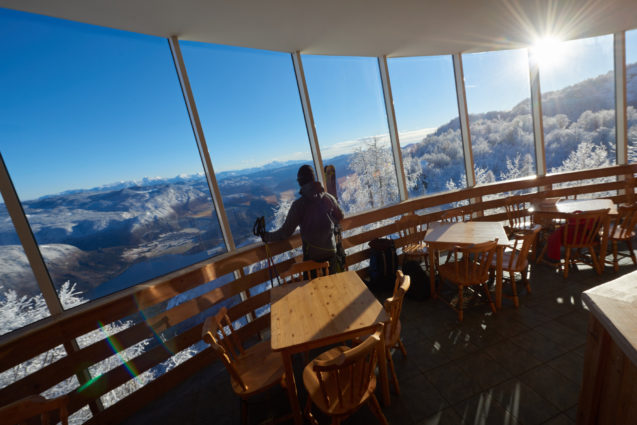 View from the restaurant at Vogel Ski Resort in Bohinj
