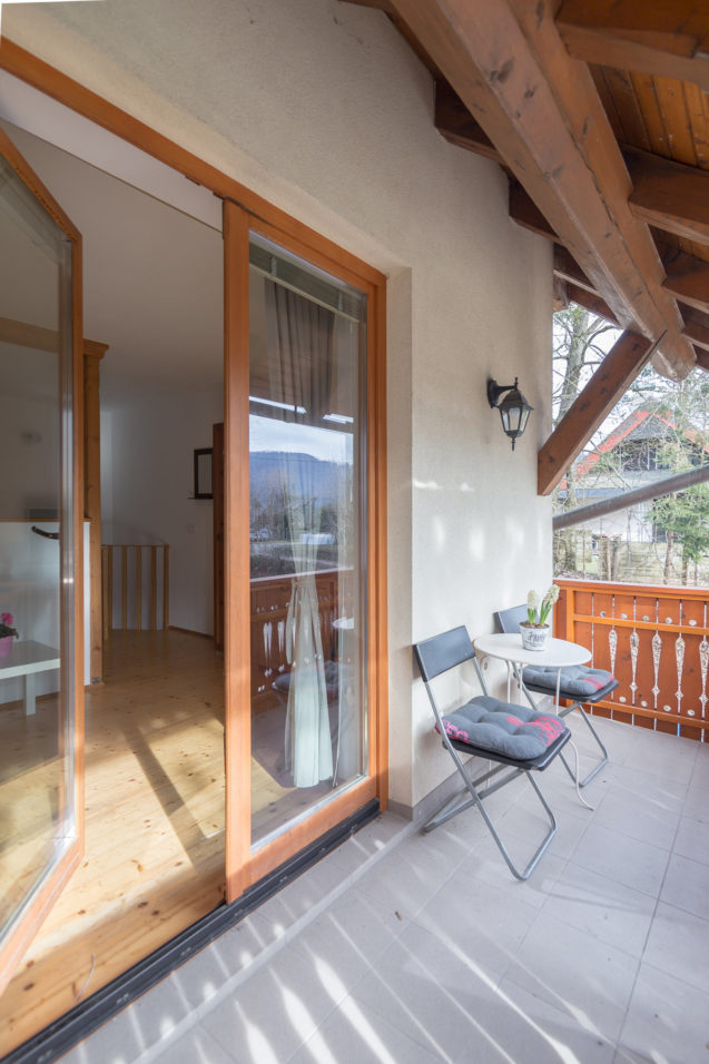 A large balcony at Apartments Valant Bled in Slovenia in fall