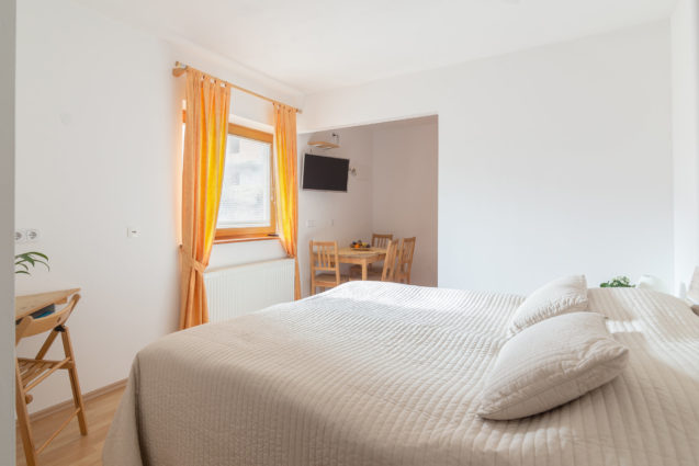 King size double bed in Cosy Apartment With Terrace at Apartments Valant Bled in Slovenia