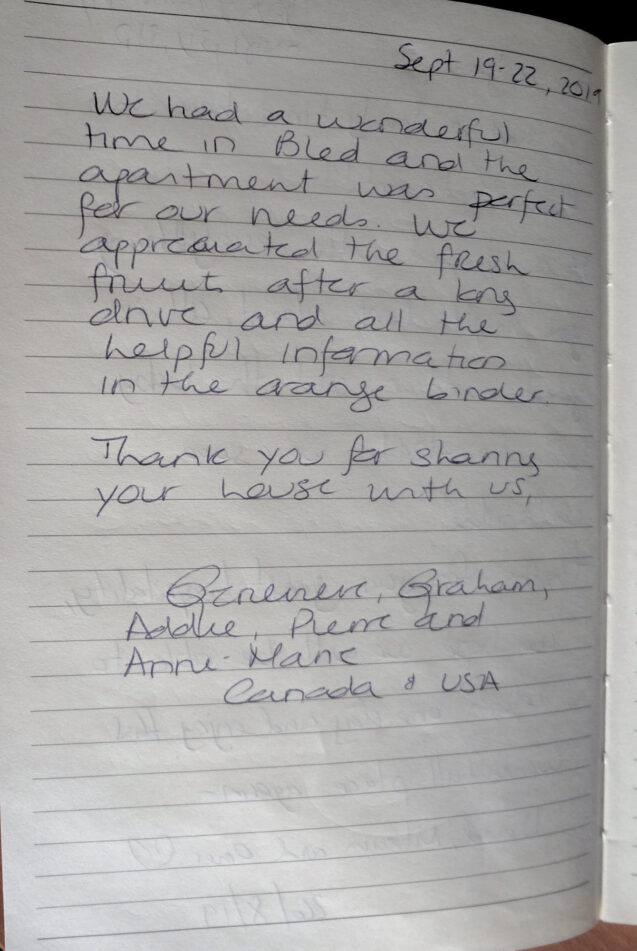 Page 12 with handwritten notes from the guestbook in Spacious Apartment With 2 Balconies at Apartments Fine Stay Bled