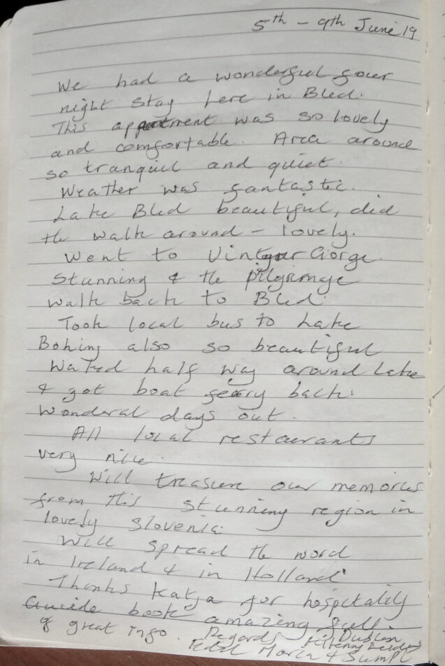 Page 6 with handwritten notes from the guestbook in Spacious Apartment With Balcony at Apartments Fine Stay Bled