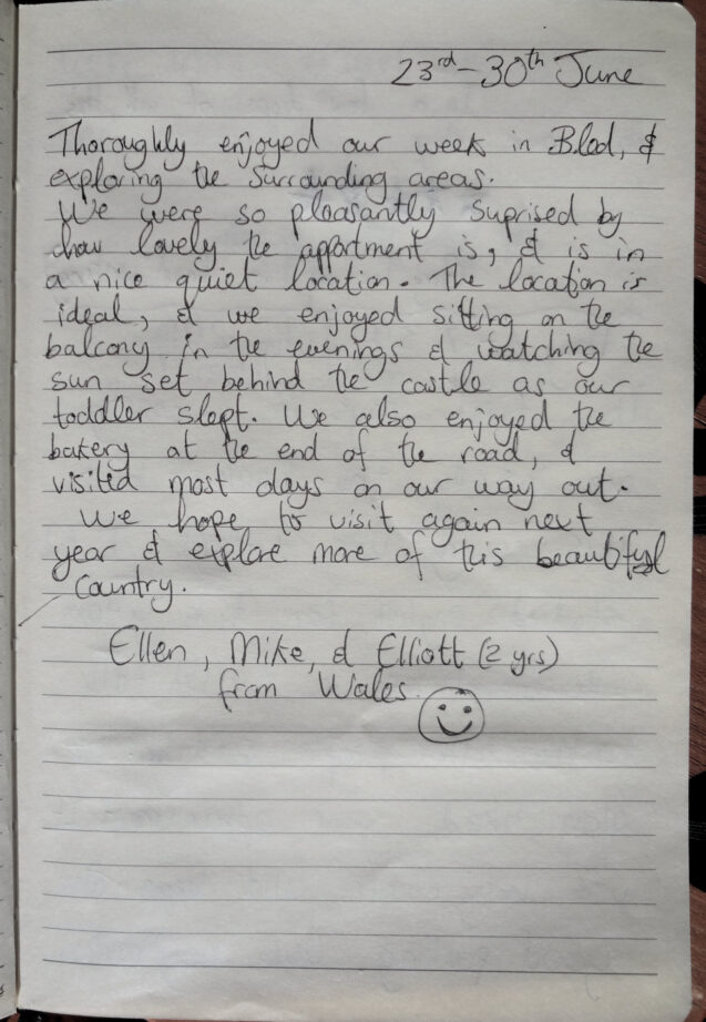 Page 7 with handwritten notes from the guestbook in Spacious Apartment With Balcony at Apartments Fine Stay Bled