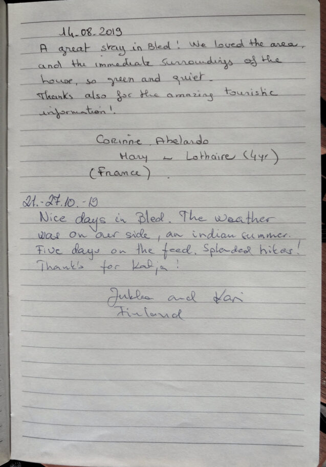 Page 12 with handwritten notes from the guestbook in Spacious Apartment With Balcony at Apartments Fine Stay Bled