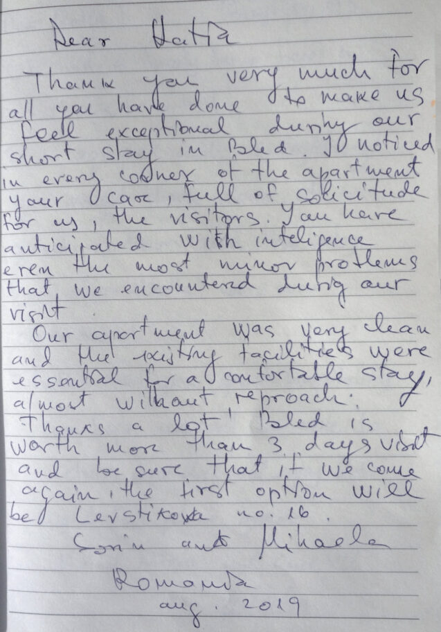 A note from a couple from Romania who stayed in Spacious Apartment With 2 Balconies at Apartments Fine Stay Bled in August 2019