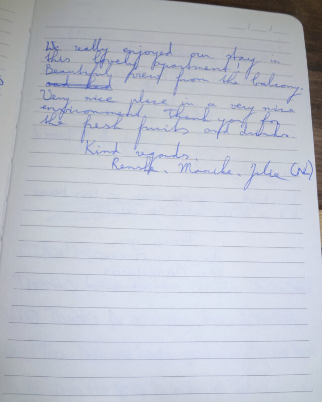 Page 2 with handwritten notes from the guestbook in Duplex Apartment With Balcony at Apartments Valant Bled