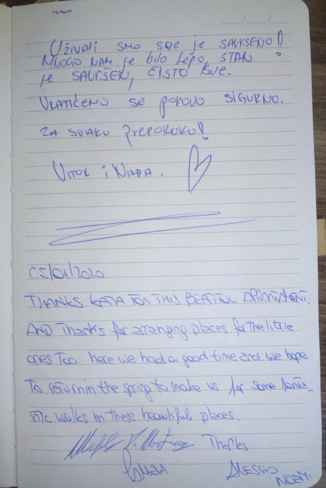 Page 4 with handwritten notes from the guestbook in Duplex Apartment With Balcony at Apartments Valant Bled