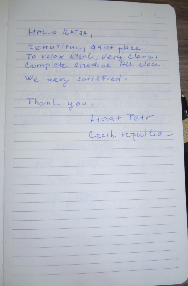 Page 3 with handwritten notes from the guestbook in Cosy Apartment With Terrace at Apartments Valant Bled