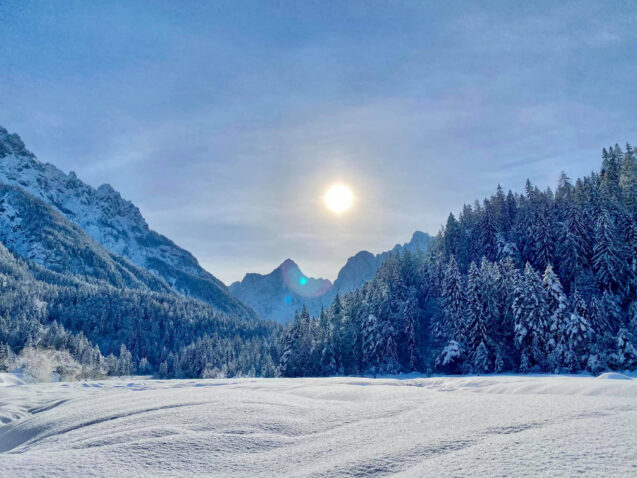 Krnica Valley covered in snow in winter