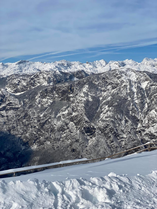 View of Slovenian Alps from Vogel viewpoint in winter